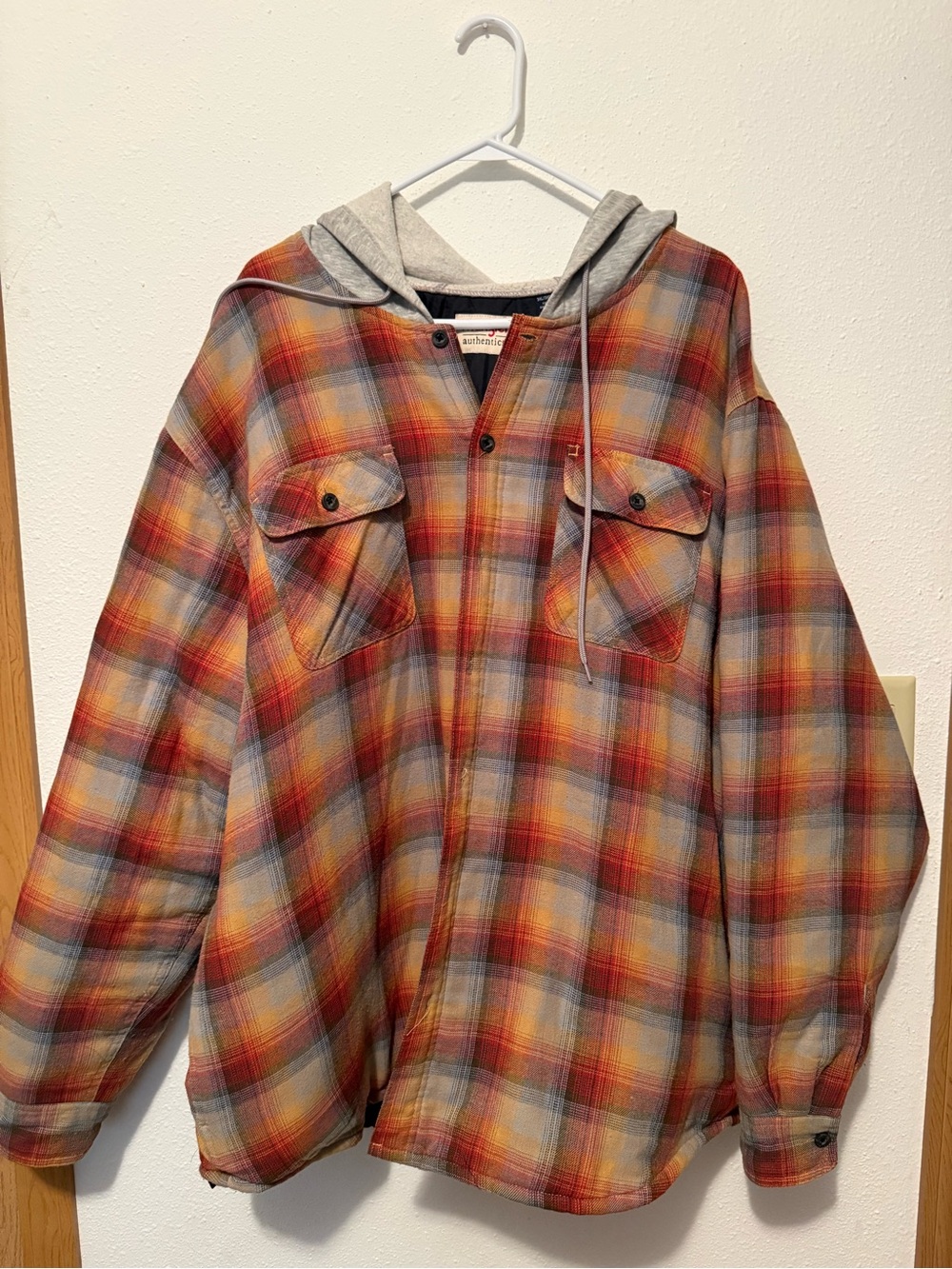 Wrangler Plaid Jacket in Red, Orange and Gray